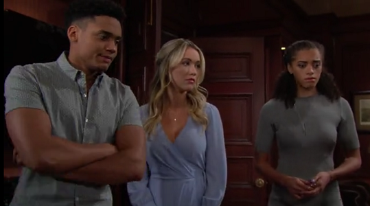 Xander, Flo and Zoe on The Bold and The Beautiful June 26, 2019