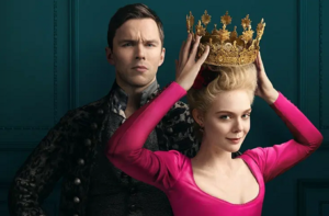 Elle Fanning and Nicholas Hoult in "The Great"