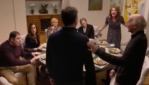 "Curb Your Enthusiasm" group scene with Lisa Arch