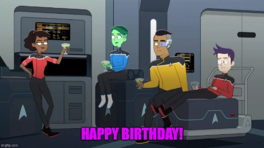 Star Trek: Lower Decks crew celebrating