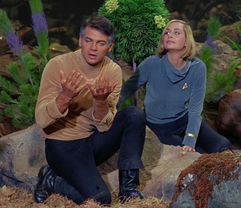 LOS ANGELES - SEPTEMBER 22: Gary Lockwood as Lt. Cmdr. Gary Mitchell and Sally Kellerman as Dr. Elizabeth Dehner in the STAR TREK episode, "Where No Man Has Gone Before." Season 1, Episode 3. Original air date, September 22, 1966. Image is a frame grab. (Photo by CBS)