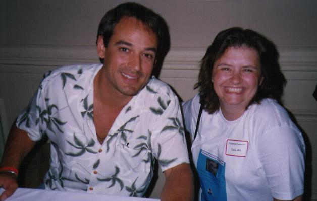 Jon Lindstrom taking a fan photo with the author, Suzanne, at the 1998 Port Charles Party.