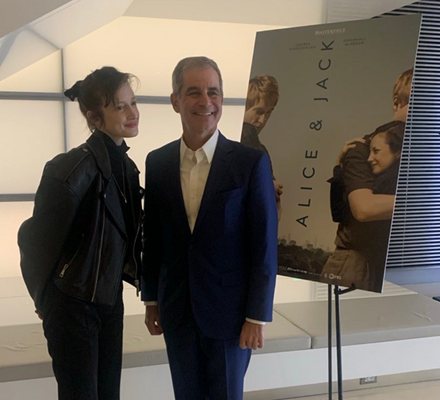 Victor Levin, the creator, writer and executive producer of PBS/Masterpiece’s upcoming series Alice & Jack with star Andrea Riseborough at tonight’s CAA screening.