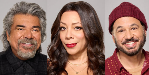LOPEZ VS LOPEZ — Season: 2 -- Pictured: George Lopez as George, Selenis Leyva as Rosie and Al Madrigal as Oscar -- (Photo by: Carlos Eric Lopez/NBC)
