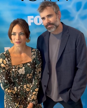 Kristin Kreuk (Cassandra) and Rossif Sutherland (Karl) star in "Murder in a Small Town" (photo from Kreuk's Instagram)