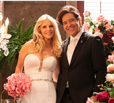 Danny (Michael Damian) and Chris (Lauralee Bell) wedding photo on Y&R CBS (from press site)