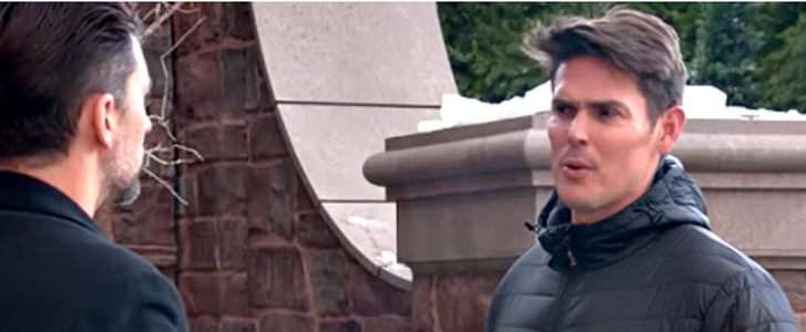 Adam (Mark Grossman) and Cane (Billy Flynn) on Y&R Feb. 12, 2026 (from screencap)