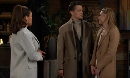 Audra (Zuleyka Silver), Kyle (Michael Maelor) and Claire (Hayley Erin) on Y&R on CBS/Paramount+ (screencap)
