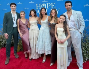 The cast of "Hope Valley 1874" on Hallmark+ (photo from Jill Hennessy's Instagram)