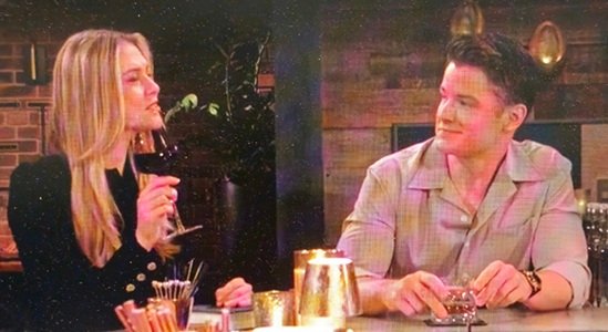 Kyle (Michael Maelor) and Claire (Hayley Erin) on Y&R on CBS/Paramount+ (screencap)