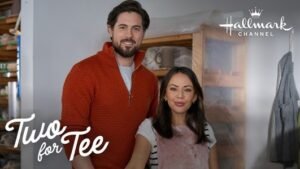 Chris McNally and Janel Parrish star in "Two for Tee" on Hallmark