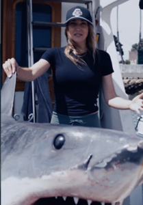 Kendyl Berna of “Biggest Mako on Earth” during Shark Week on Discovery (photo from her Instagram)
